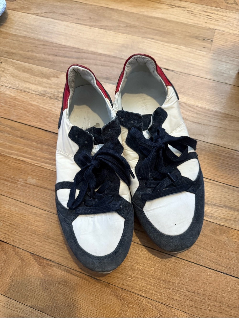 Philippe Model White Navy Red Leather & Suede Sneakers